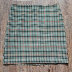 Rachel Zoe Green & Orange Plaid Pencil Skirt Size 6